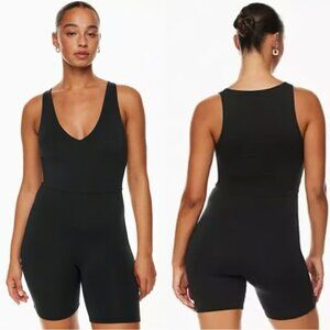 Babaton Contour Vneck Romper Shorts Bodysuit in Black